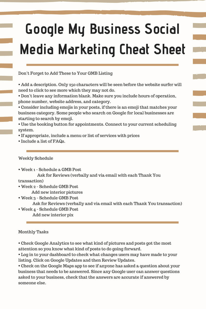 Google My Business Social Media Marketing Cheat Sheet